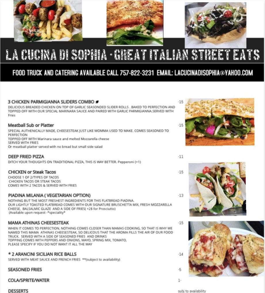 La Cucina di Sophia of Virginia Beach Menu